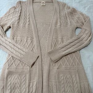 Faded Glory Women's Textured Knit Cardigan - Beige